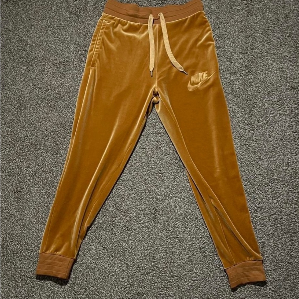 Men’s Plush Nike Velour Pants Brown/Gold Small